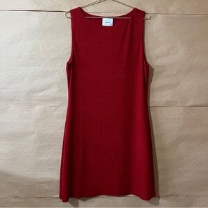 Reformation Nataly Knit Mini Dress Red Sparkle Metallic High Neck Fitted Size XL